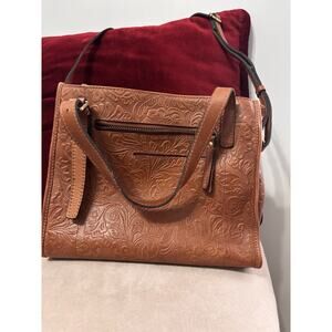 Ladies Floral Embossed Brown Purse